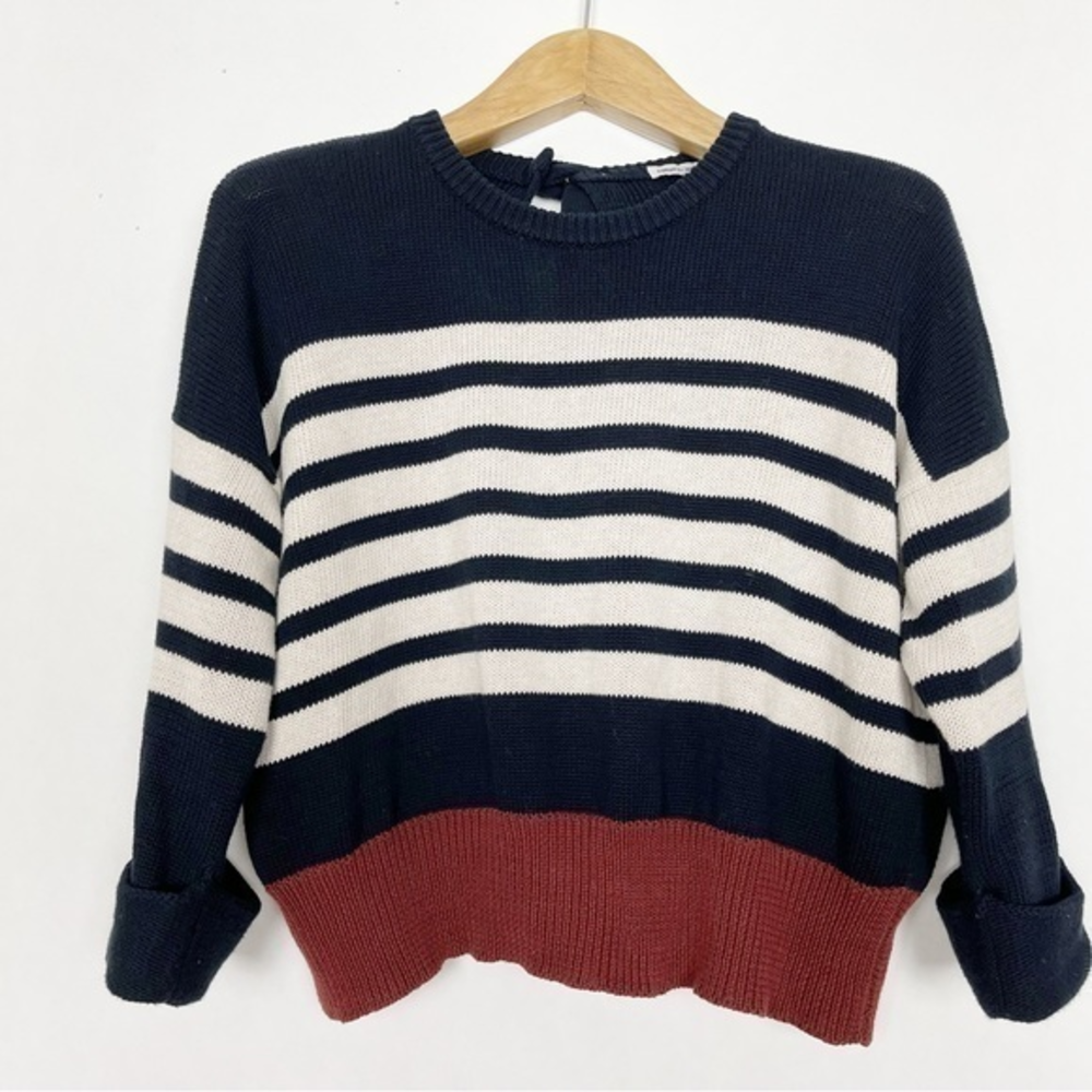 COTTON by AUTUMN CASHMERE‎ Crewneck Sweater 100% Cotton Ties in Back Small
